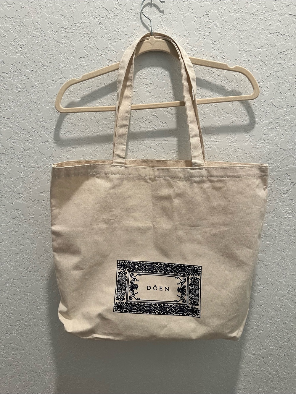 Doen Natural Canvas Tote with Black Logo Panel